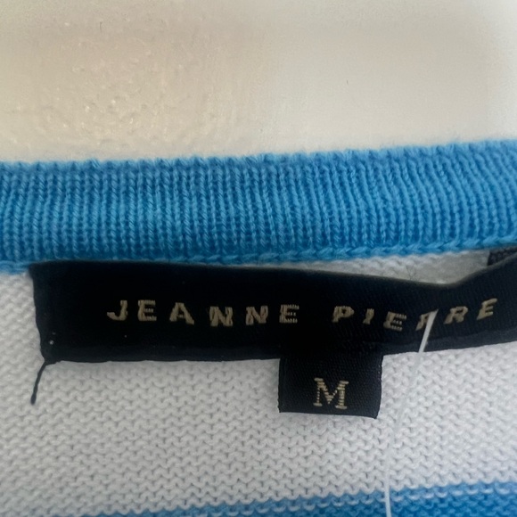 NWT Jeanne Pierre Women’s Striped Round Hem Sweater Blue Sky/White M Nautical - Picture 3 of 9